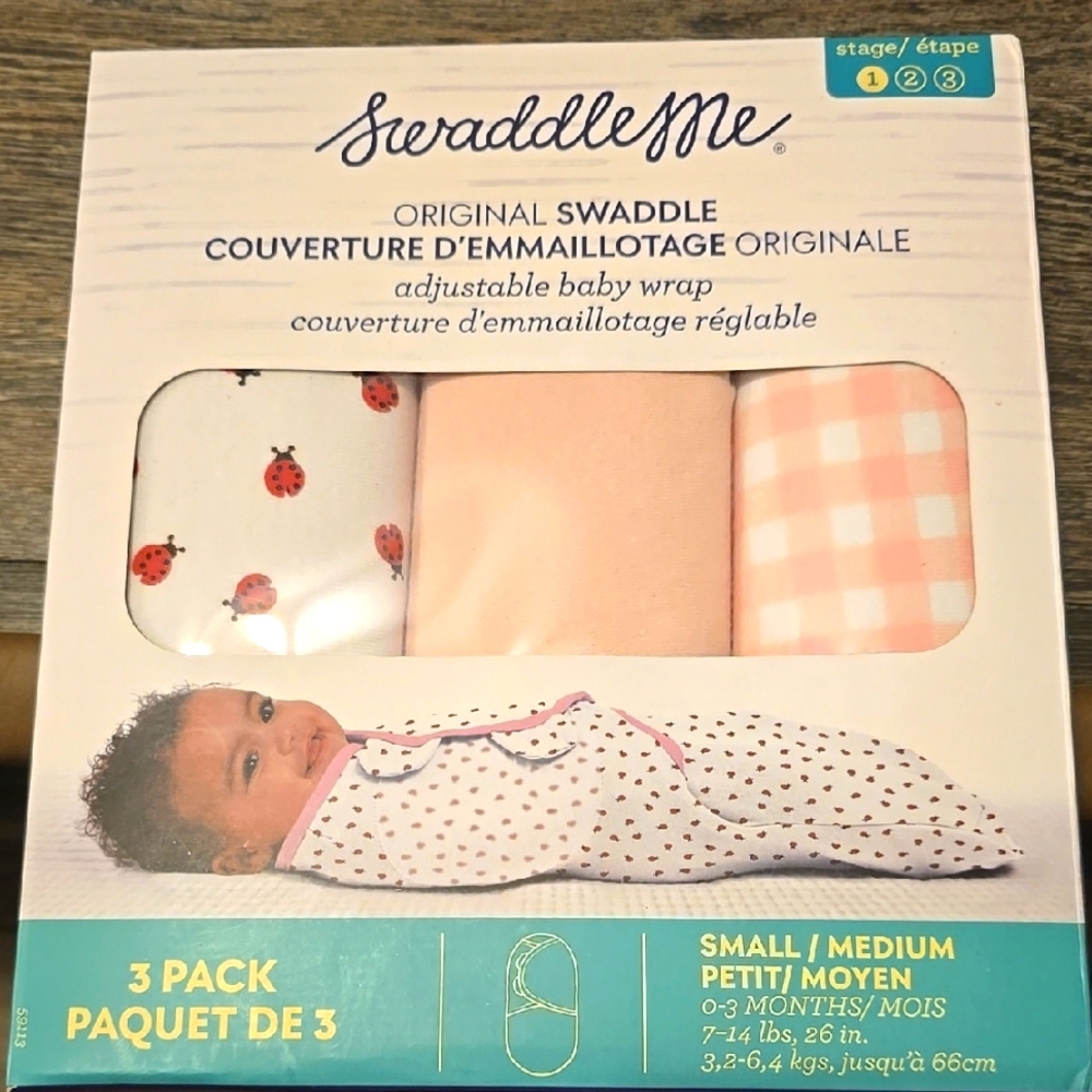 SwaddleMe 3-Pack Baby Swaddle Set - Ladybug, Pink, Gingham